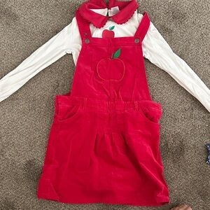 Gymboree Red Apple Jumper Dress with White Top